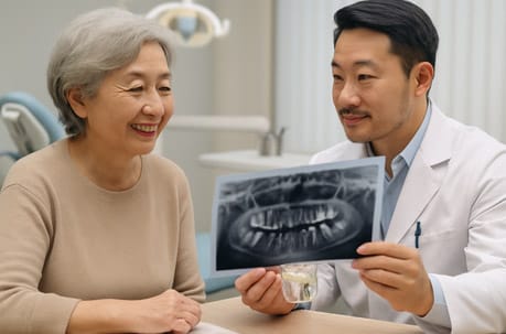 65세 이상 임플란트 건강보험 상담 장면