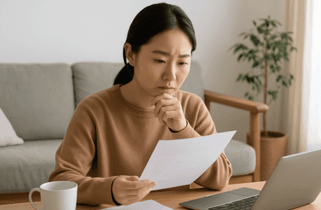 1인가구 지원금 신청서류를 살펴보는 여성의 모습