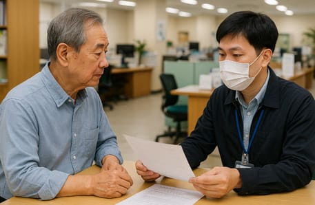민생회복 소비쿠폰 해외거주자 대신 가족이 방문 대리신청 중인 모습