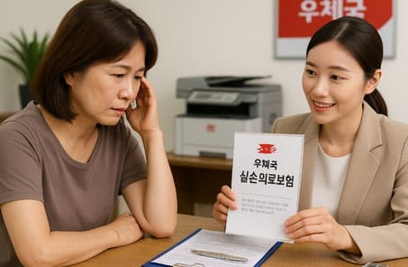 우체국 실손보험 가입에 대해 상담중인 모습