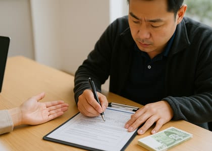소상공인 정책자금 대출 신청중인 자영업자의 모습