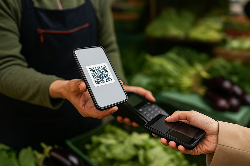 상생페이백 사용방법 QR코드 결제방식으로 물건을 구매중인 모습