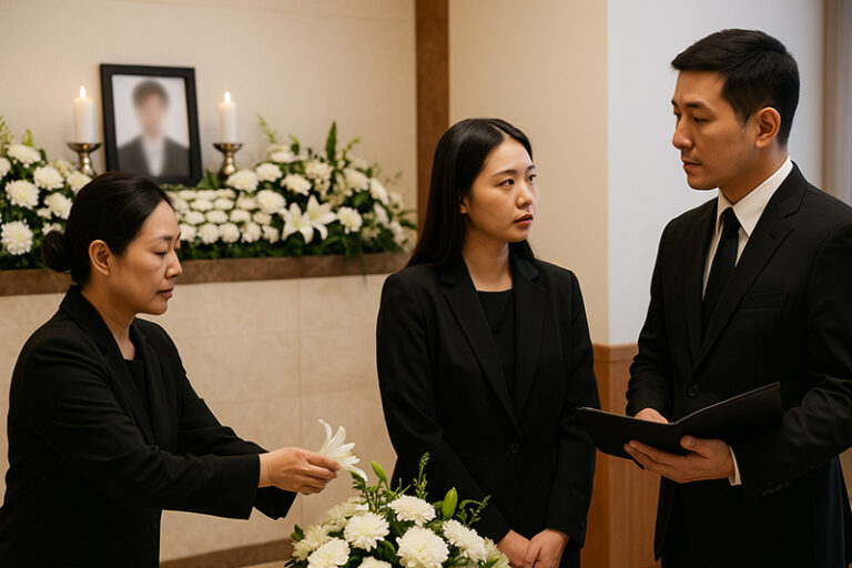 국내 상조회사 순위 상위권 업체를 통해 장례식을 준비중인 가족의 모습